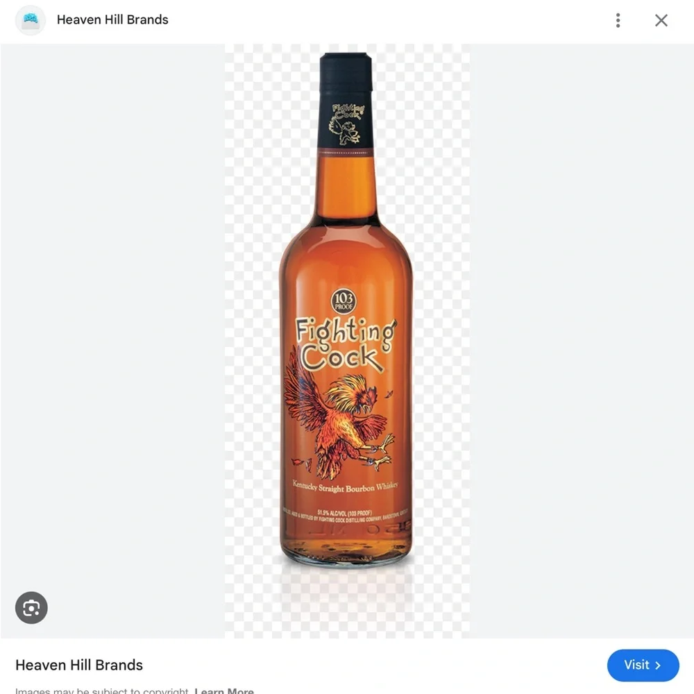 Fighting Rooster Kentucky Straight Bourbon Whiskey Double Clear‎ Bar Glass